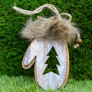 Fluffy Mitten Christmas Decoration