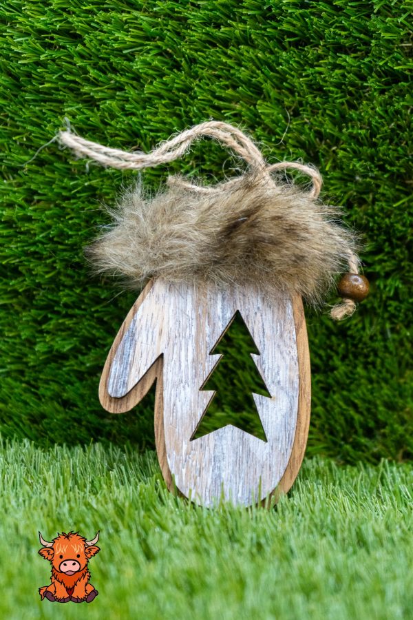 Fluffy Mitten Christmas Decoration