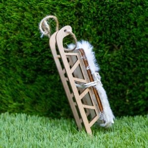 Rustic Wooden Sleigh Christmas Decoration with Fluffy Finish