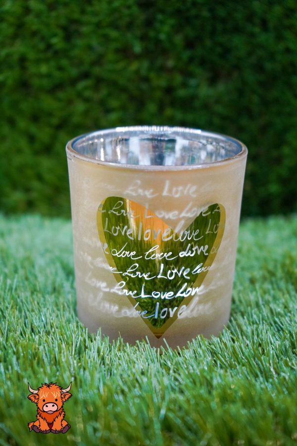 Gold Love Candle Glass