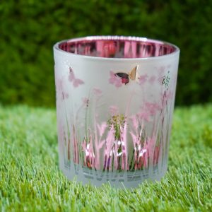 Frosted Butterfly Candle Glass